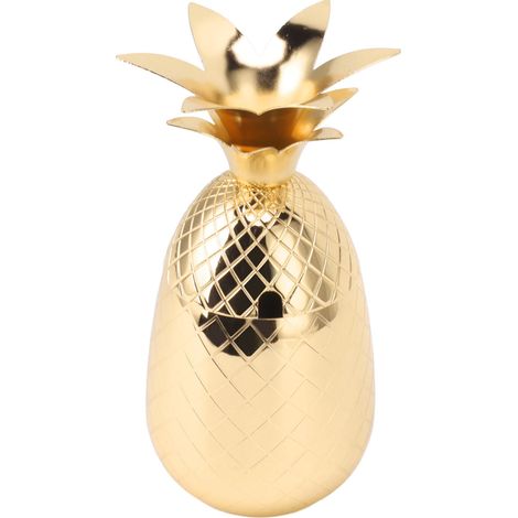 Ananasförmiger Cocktailshaker, polierter Edelstahl, glatte Oberfläche, 500 ml, goldfarben. (1/5)