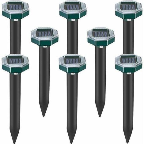 Lot de 8 répulsifs à ultrasons solaires pour taupes, serpents et campagnols, pour pelouse, jardin et cour (1/5)