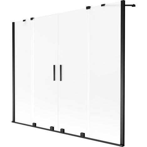 Mexen Velar Duo mampara de bañera corredera de 2 hojas 180 x 150 cm, escarchado, negro - 896-180-000-32-70 (1/2)