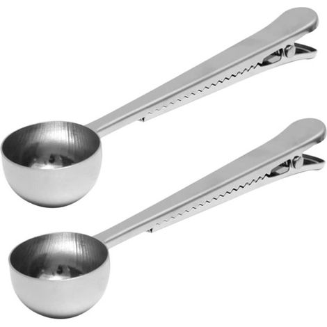 2 teiliges Set: Kaffeemesslöffel, Teelöffel, Kaffeelöffel, Priselöffel, Esslöffel, Messlöffel, 17,3 × 3,6 cm, silberfarben (1/5)