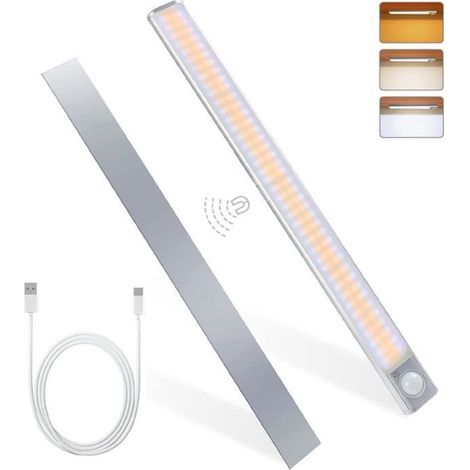 JIATZOCN-(1PC)40CM,160LEDs Bande Lumineuse Capteur,Lumière Armoire,Applique Murale LED Sans Fil,Veilleuse USB Rechargeable,3 Modes (1/4)