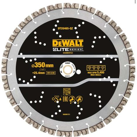 Disco de corte de diamante DeWALT Elite 350 mm para varillas de refuerzo y hormigón, alta resistencia, corte preciso, uso profesional (1/3)