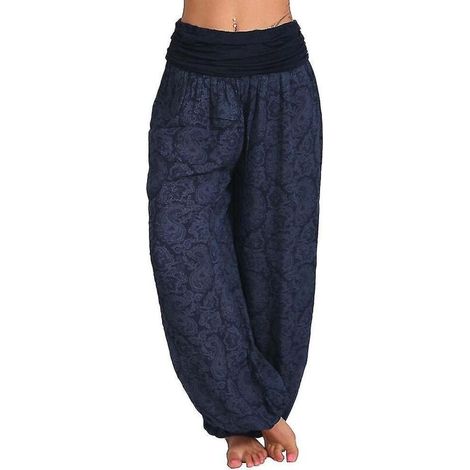 Ali Baba Haremshose für Damen, Aladdin-Stil, Boho-Look, weites Bein, Yogahose, Übergröße M, Marineblau (1/4)