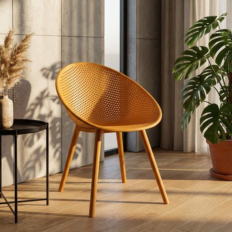Sessel Tansen, 2 Stühle, Geeignet für Innen/Außen, Struktur aus Kunststoff, Orange (1/5)