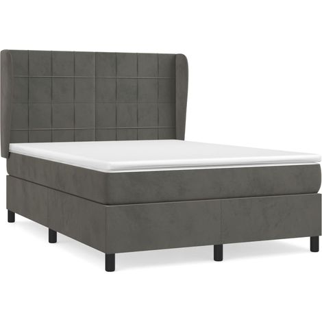 Maison Exclusive - Sommier à lattes de lit et matelas Gris foncé 140x200cm Velours (1/5)