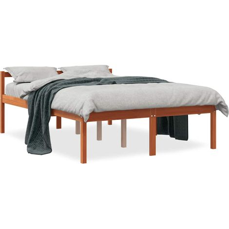 Maison Exclusive - Seniorenbett Wachsbraun 120x200 cm Massivholz (1/5)
