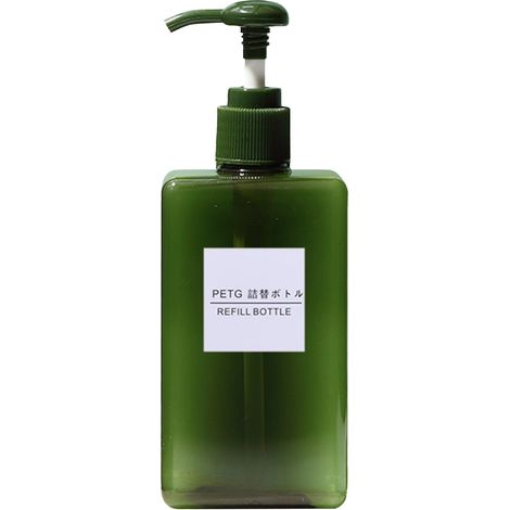 Flacon distributeur de savon rechargeable de 450 ml, vert foncé, grande capacité portable pour shampoing et gel douche (1/5)