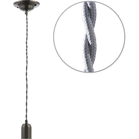 Litecraft Ceiling Pendant 1 Light Braided Cable Indoor Fitting - Grey (1/5)