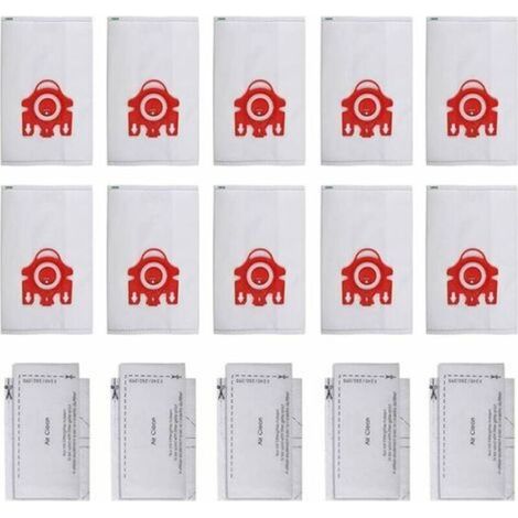 3D-Effizienz-FJM-Staubsaugerfilterbeutel für Miele HyClean – 10 Beutel, 5 Filtermatten – 209077 Rot