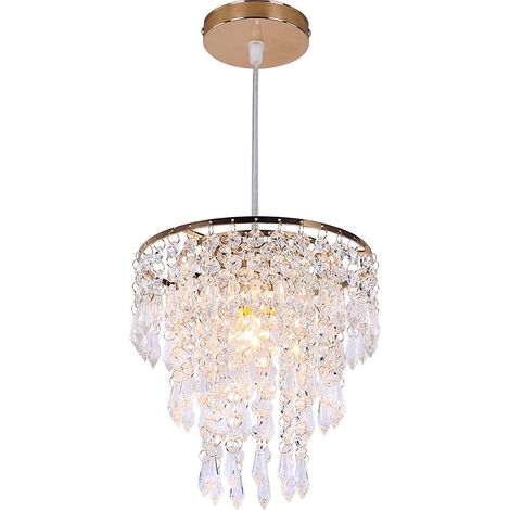1 Lustre Encastré Doré Cristal Gouttes De Pluie E27 Réglable Pour Salon Chambre Couloir (1/5)