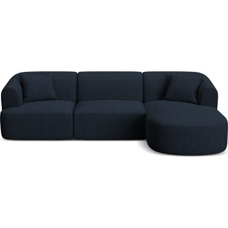 Canapé d'angle droit modulable 4 places tissu structurel bleu roi (1/5)