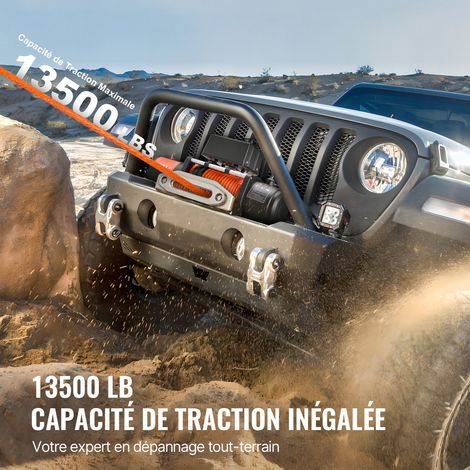 Treuil Électrique 12 V CC Capacité de Charge 6100 kg avec Corde Synthétique Φ 9,5 mm x 24 m, Télécommande Sans Fil et Filaire, pour Remorquage SUV Tout-terrain, Jeep, Camion, Remorque, Bateau (1/5)