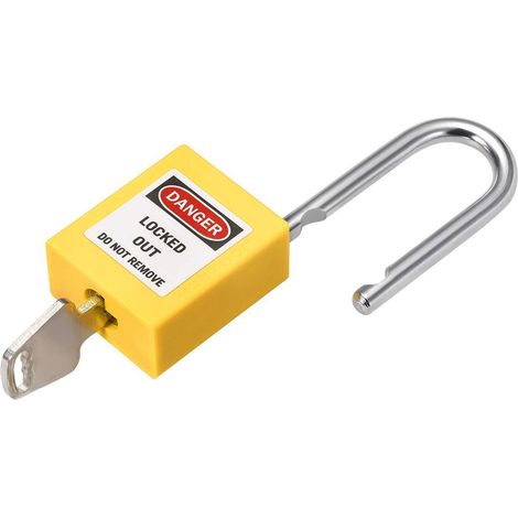 Cadenas de sécurité jaune, à clé identique, anse en acier, pour Électrique/Hydraulique/Pneumatique