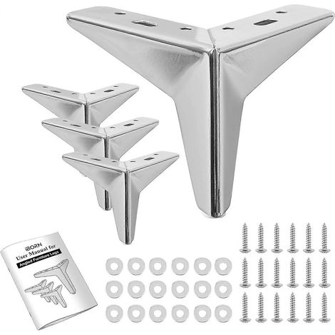 Verstellbare Schrankbeine, 10 cm (4 Zoll), Metall, Tischbeine, DIY-Sofafüße, abgewinkelt, schwarz gebürstet, 4er-Set (Farbe: Schwarz – 10 cm – Chrom)