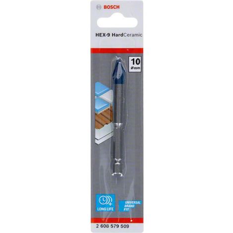 Broca para azulejos Bosch HardCeramic HEX-9 gris 10 mm 90 mm