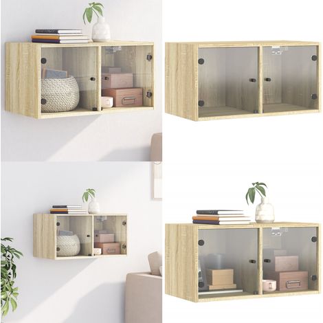 Armoire murale avec portes en verre chêne sonoma 68,5x37x35 cm - Rangement mur - Armoire en bois (1/5)