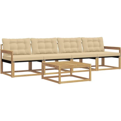 Outdoor-Sofagarnitur 5 pcs Weiß und Beige 79 x 79 x 37 cm vidaXL