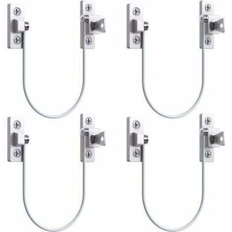 Set di 4 pezzi di limitatori per finestre e porte, serratura per finestre in PVC, blocco con interruttore di fine corsa, cavo di sicurezza con lucchetto, chiave e viti – TRIMEC (1/5)