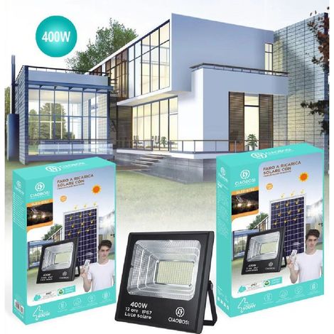 Linq - Faro Faretto Led Pannello Solare Fotovoltaico 400w Ip67 Con Crepuscolare Led-9752 - (1/3)