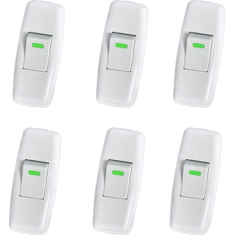 Lamp Switch, Torpedo Switch, Cord Line Switch, Bedside Lamp Switch, Inline Rocker Switch for Nightstand Table Lamp On/Off Button Replacement, 6 Pack