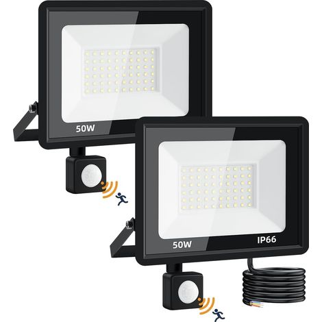 Projecteur LED Exterieur Detecteur de Mouvement 50W,Super Lumineux 5000LM Projecteur,6500K Blanc froid Spot LED,IP66 Etanche Eclairage Exterieur pour Jardin, Patio, Garage