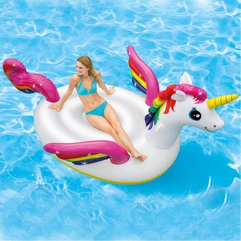 TRADE SHOP - Unicorno Gonfiabile Gigante Isola Materassino Mare Piscina 224x164 Cm -