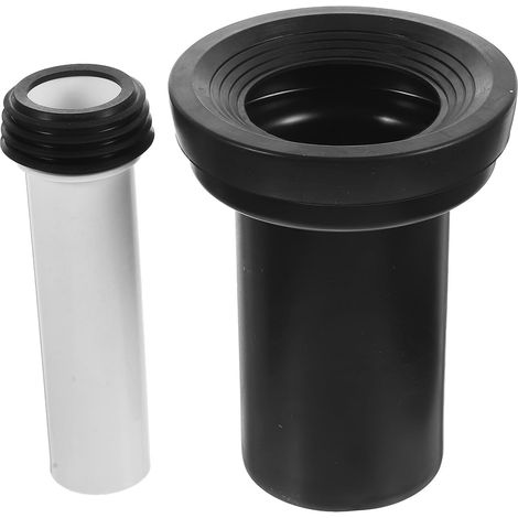 Tubo di scarico per WC in PVC nero, prolunga, 2 pezzi, flessibile e resistente, accessorio per l'uso quotidiano in famiglia. (1/5)