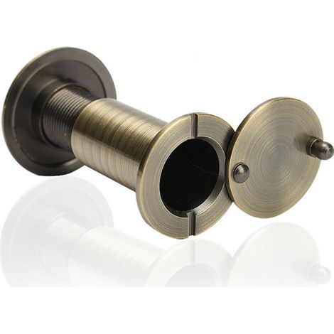 Abrepuertas de aspecto antiguo - Abrepuertas de 14 mm para montaje en hoja de puerta de 35-60 mm, ángulo de 200° - Con protección de vidrio - Ojal de abrepuertas (1/4)