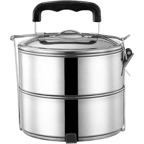 Lunchbox, Lunchbox für Erwachsene, auslaufsichere, mikrowellengeeignete und stapelbare Lunchbox, Bento-Box aus Edelstahl für den Backofen, Camping-2 layer (1/5)