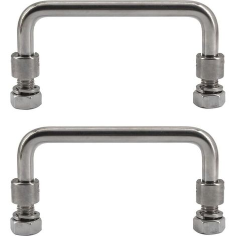 Set di 2 maniglie pieghevoli a U in acciaio inox 304 per armadietti, scatole di distribuzione e cassette degli attrezzi, 120 mm (1/5)