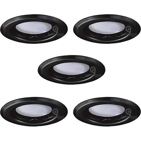 Lot de 5 Spots Encastrables Fixe Noir Mat avec GU10 LED 5W eqv. 50W Blanc Chaud 3000K (1/4)