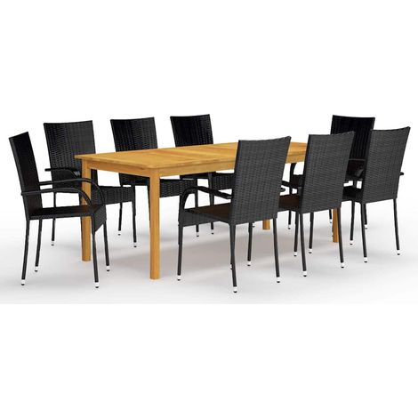 9-tlg. Garten-Essgruppe Schwarz (1/5)