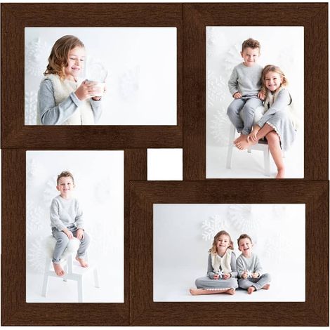 Collage de cadres photo pour photo de 4x(13x18 cm) Marron MDF