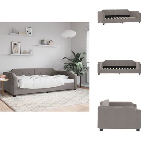 Lit de repos taupe 100x200 cm tissu - Lit Deux Places - Canapé Convertible - Lit Invité - Mobilier Salon - Meuble Chambre (1/5)