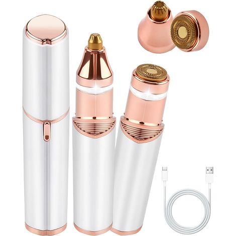 2 in 1 Facial Hair Remover for Women Rechargeable Facial Shaver Epilator with Interchangeable Heads LED Light Electric Eyebrow for Face and Eyebrow Cheek Chin (1/5)