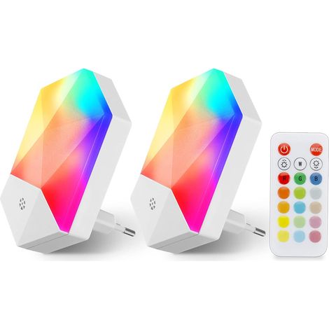 Pack Veilleuse LED Enfants Lampe de NuitPlug And Play avec Télécommande 16 Couleurs Réglables RGB Luminosité Dimmable Prise (1/5)
