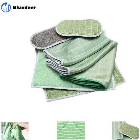 Lot de 6 Chiffon Bambou Microfibre pour Vitres Miroirs Carreaux Carrosserie Microfibre Bambou Vitre Ménage Salle de Bain Balai à poussière et lave sol