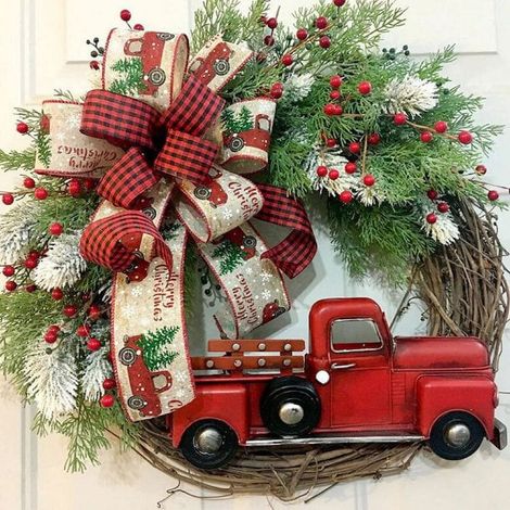 Guirlande De Noël - 30 Cm - Pour Porte D'Entrée - En Fil De Fer Avec Feuilles Et Baies Artificielles - 1 Pièce