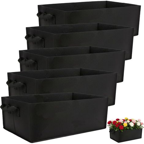 Lot de 5 sacs pour plantes potagères, 503020 cm, rectangulaires, en laine respirante, cirée, épaisse et durable, avec ventilation pour les racines, adaptés à la plantation de légumes/fleurs/tomates. (1/5)