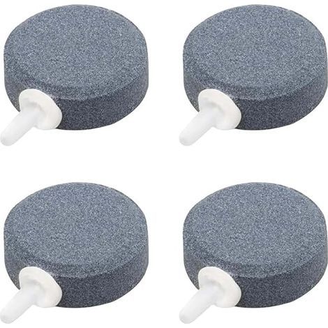 Aquarium-Ausströmerstein, runde graue Blasenverteilerscheibe 4 cm, Sauerstoffverteiler für Luftpumpe, Zubehör für Fischteiche, 4 Stück (1/5)