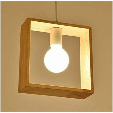 royaluxe -Suspensions Luminaires Créatif Industrielle Bois Plafonnier Moderne Luminaire Lumiere E27 Contemporain Suspensions Plafonniers Luminaire (Forme carree) (1/4)