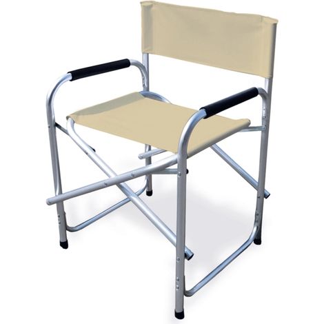 sedia da giardino essenza "regista" in alluminio e pvc beige 47x57x79 cm