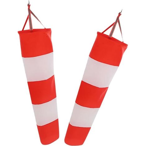Manches à air 150 cm, lot de 2, indicateurs de direction du vent avec bandes réfléchissantes, polyester Oxford imperméable et résistant aux UV, rouge et blanc (1/5)
