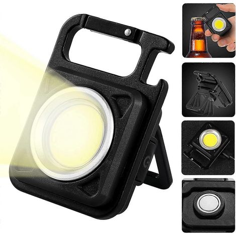 Mini lampe torche LED, lampe de travail LED rechargeable, 800 lumens, fixation magnétique, idéale pour la table de chevet, l'atelier, les situations d'urgence et l'extérieur (noir). (1/5)