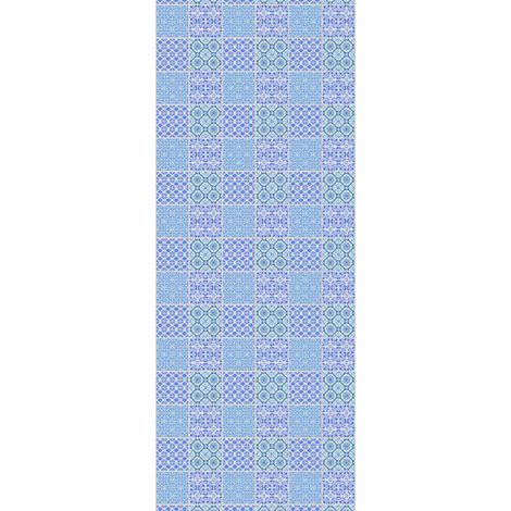 Panneau mural douche en alu-composite VIPANEL - Carrelage Décor Carreaux Bleu Blanc - Finition Brillant - 100x255cm (1/5)