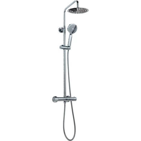 Myla Chrome Thermostatic Bathroom Bar Mixer Valve Shower Set Round Dual Head (1/2)