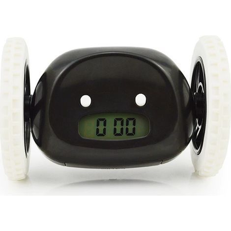 Réveil Matin Roulant Forte Sonnerie Reveil Puissant Gros Dormeurs pour Sourd Tres Bruyant Chambre Adulte Enfant Adolescent Reveil LED Roule Saute, Cadeau Amusant (Noir) (1/5)