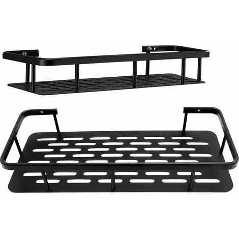Étagère murale noire en métal, style loft, pour salle de bain et cuisine, rangement suspendu (1/5)