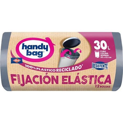 Bolsa de basura fijación elástica 30 l (55 x 63 cm), 12 uds