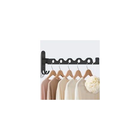 90° (Noir) Étendoir Mural, Cintre Mural Support de Séchage Pliable Crochet Cintre pour Balcon Rotation Porte-vêtements Pliable Mural pour Salle Bain, Chambre, Hôtel, Buanderie